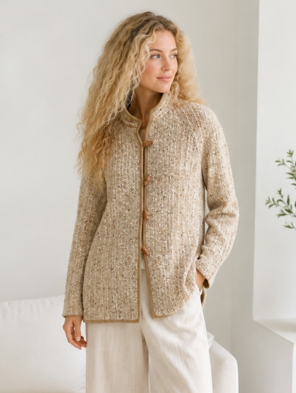 Vintage Norm Thompson Wool Tweed Blazer Jacket Toggle